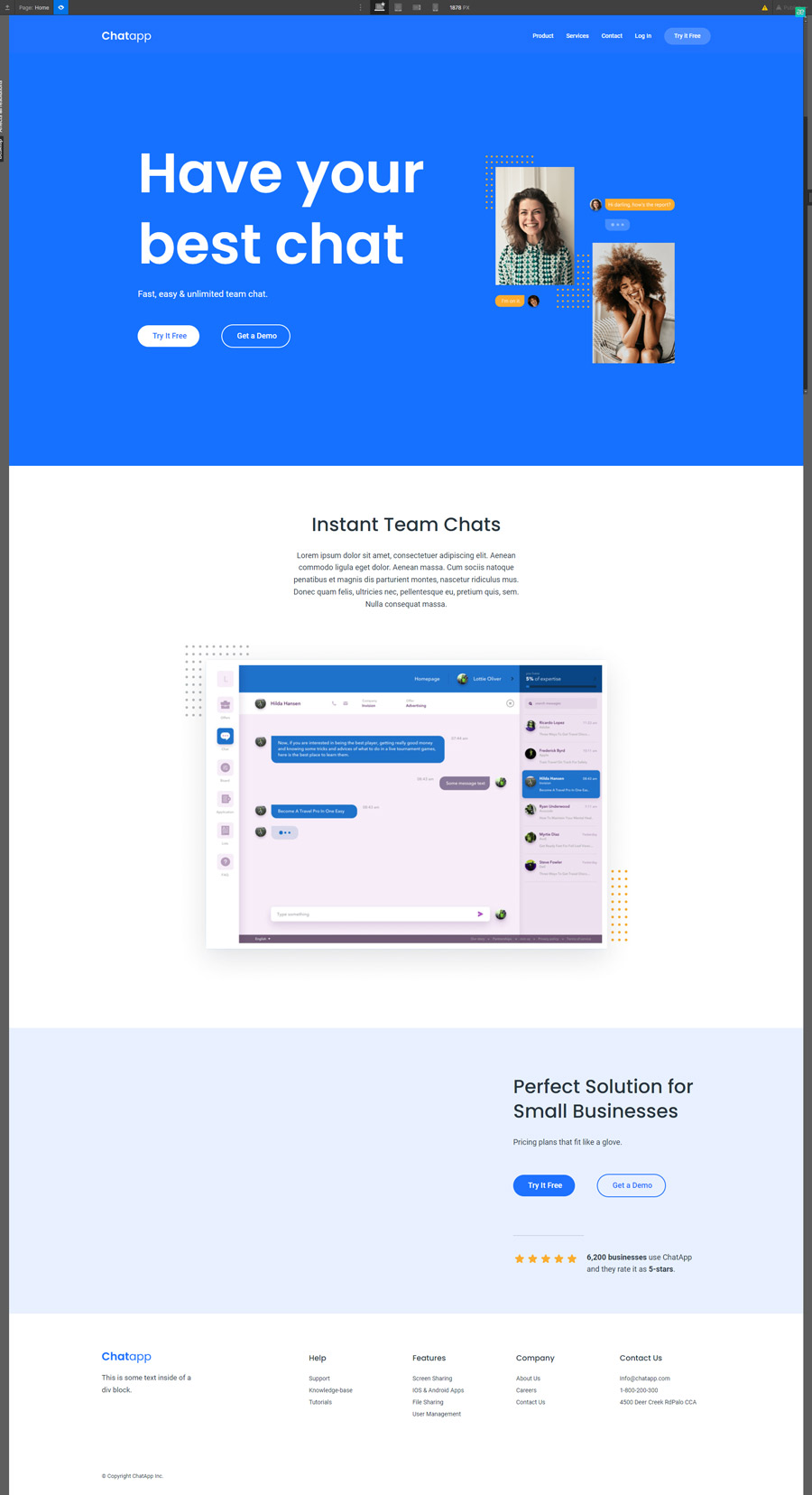 Chat App website with Webflow Full Size